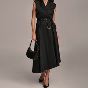 Donna Karan New York Donna Karan Women's Belted Sleeveless Shirt Dress